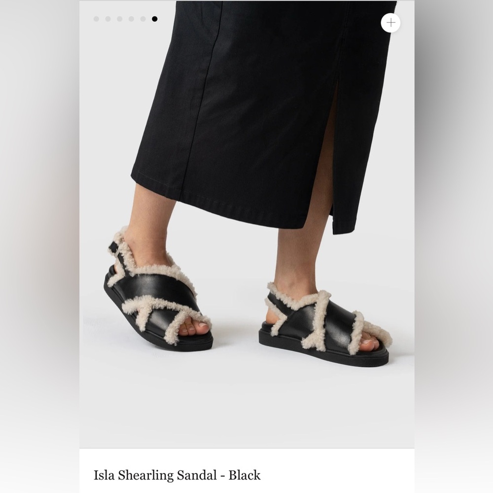 Isla Shearling Sandal - Black